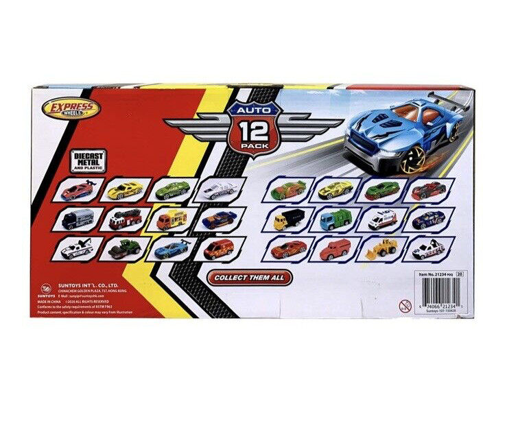Die Cast 12-Piece Toy Vehicles Metal and Plastic Express Wheels Set New