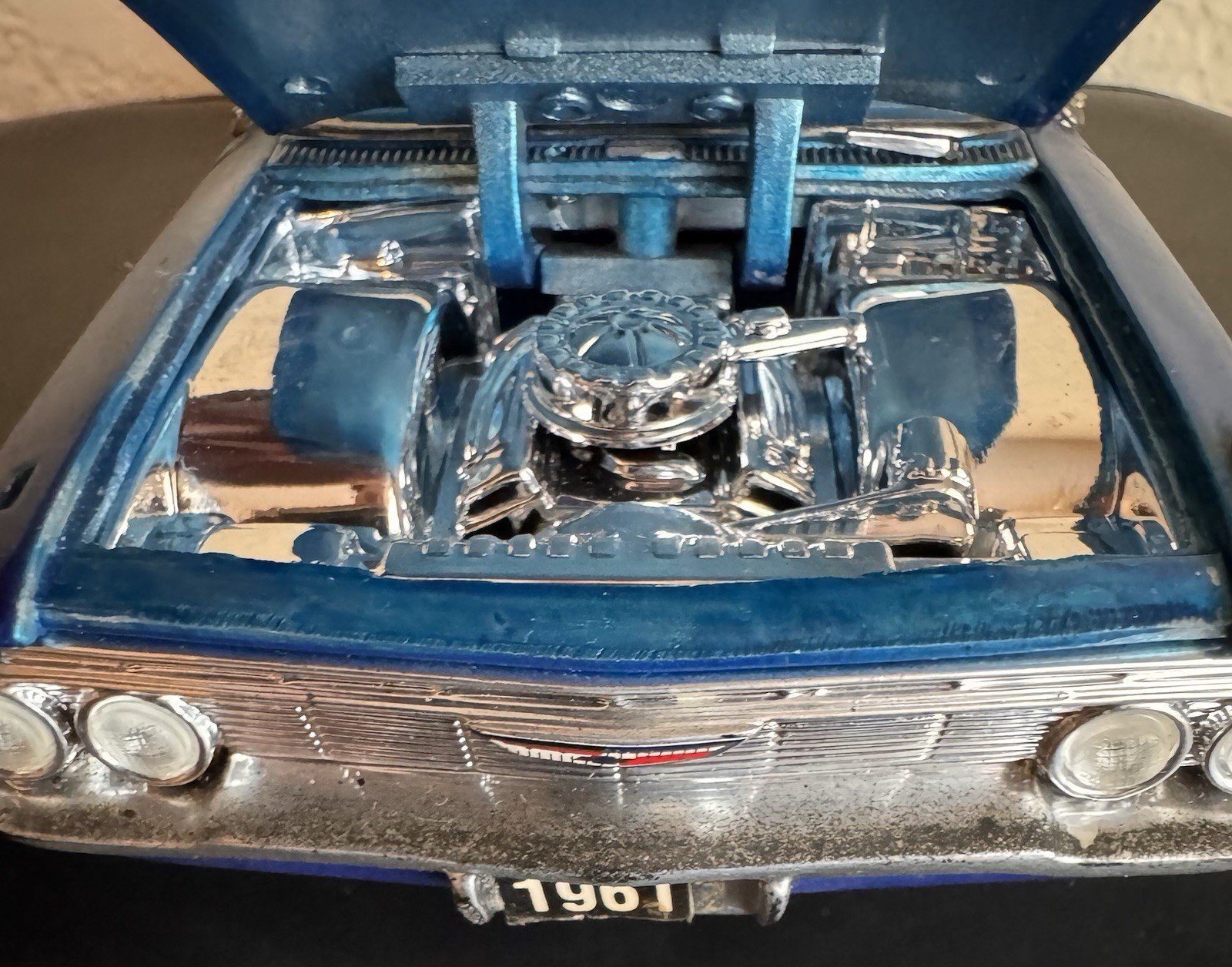 1961 Chevrolet Impala Convertible Blue Diecast Model Car Replica