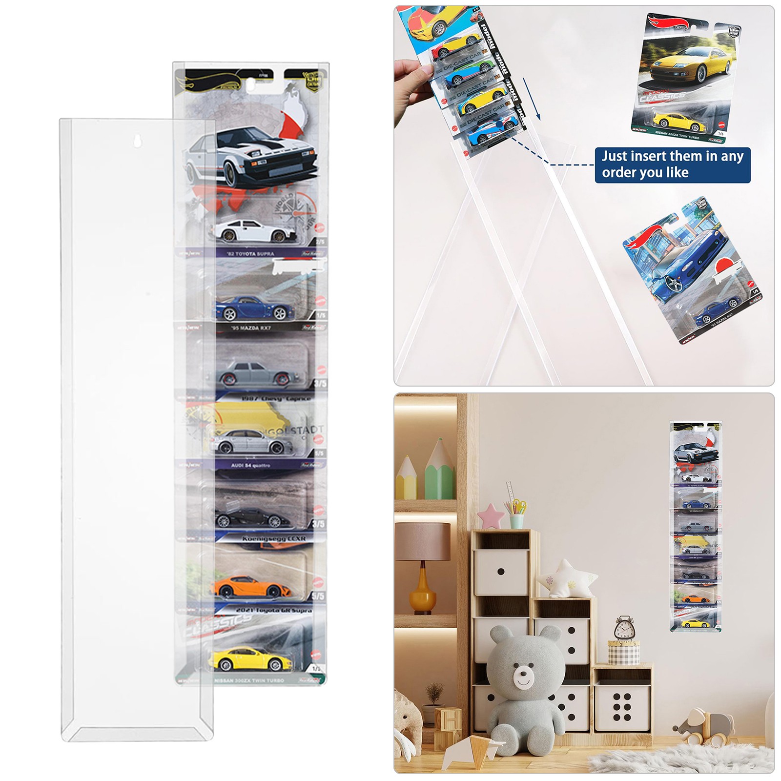 5-100Pack Diecast Display Case Wall Mount For Hot-Wheels Premium Series