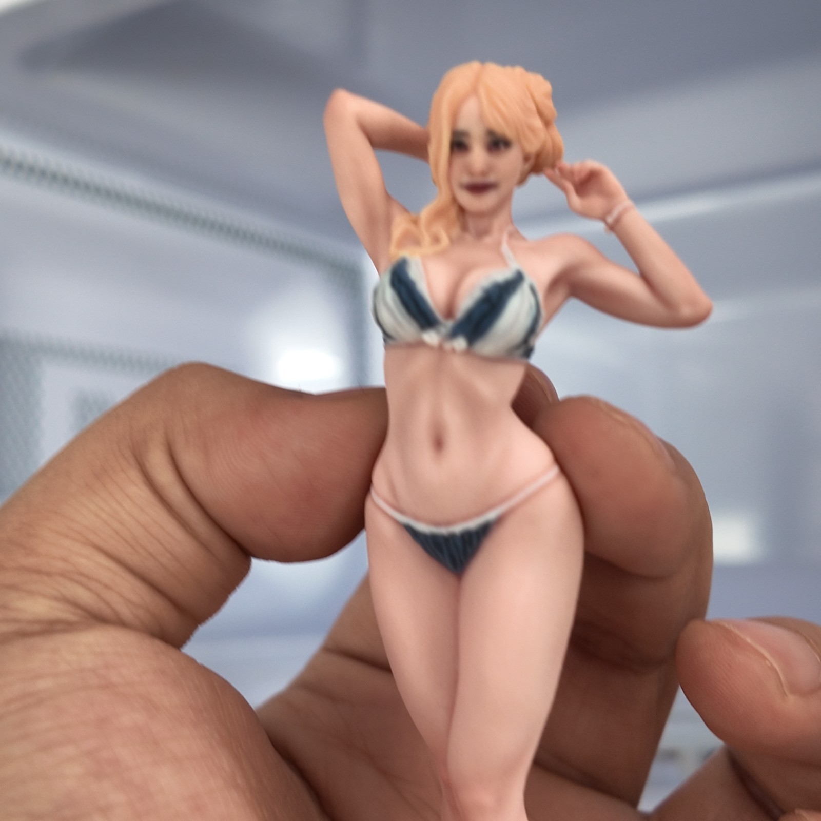 1/18 Miniatures Blonde Swimsuit Beauty Girl Scene Props Figures Model For Cars