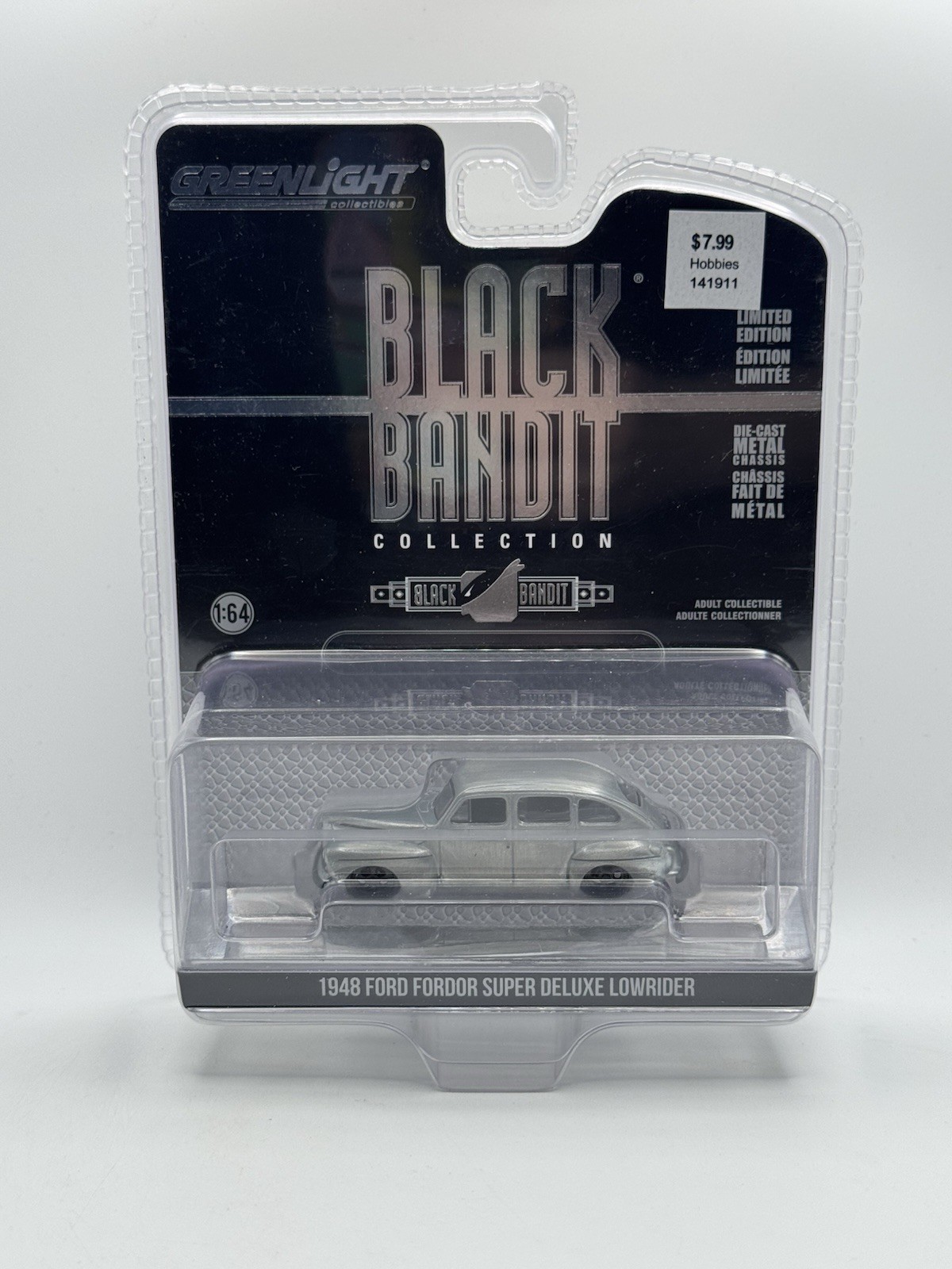 GreenLight Black Bandit 48 Ford Fordor Super Deluxe Lowrider – 1:64 RAW CHASE!