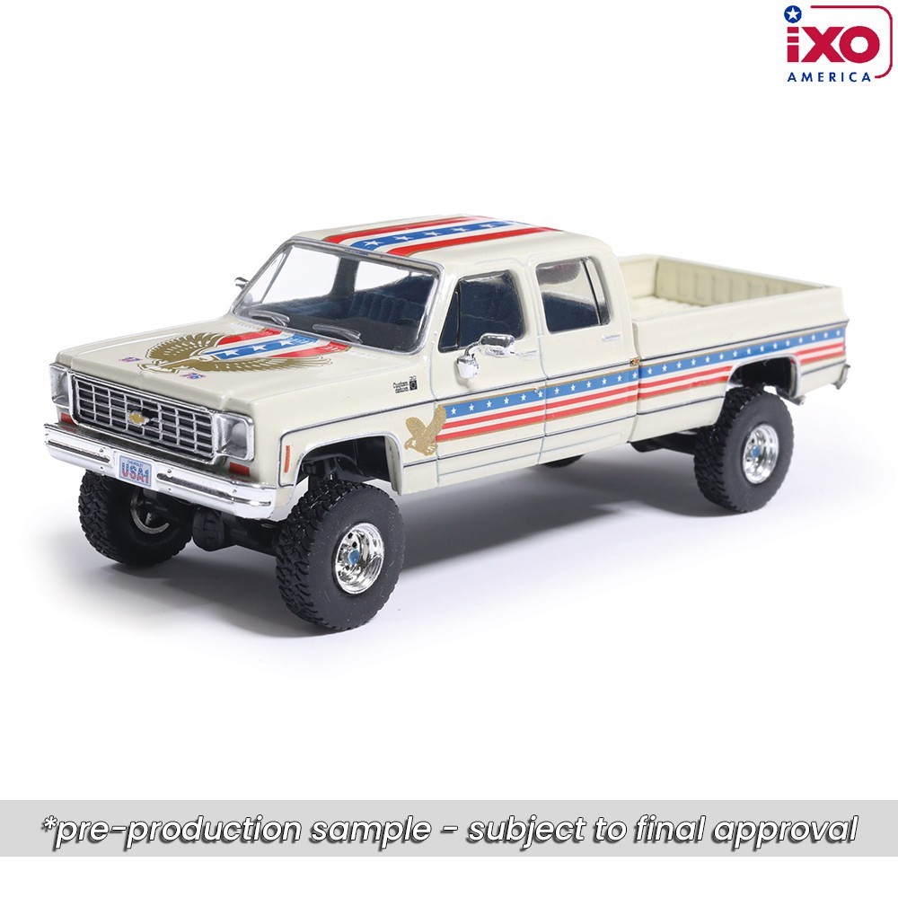 IXO 1976 Chevrolet Custom Deluxe K30 Fleetside Crew Cab- July 4th Exclusive 1/64