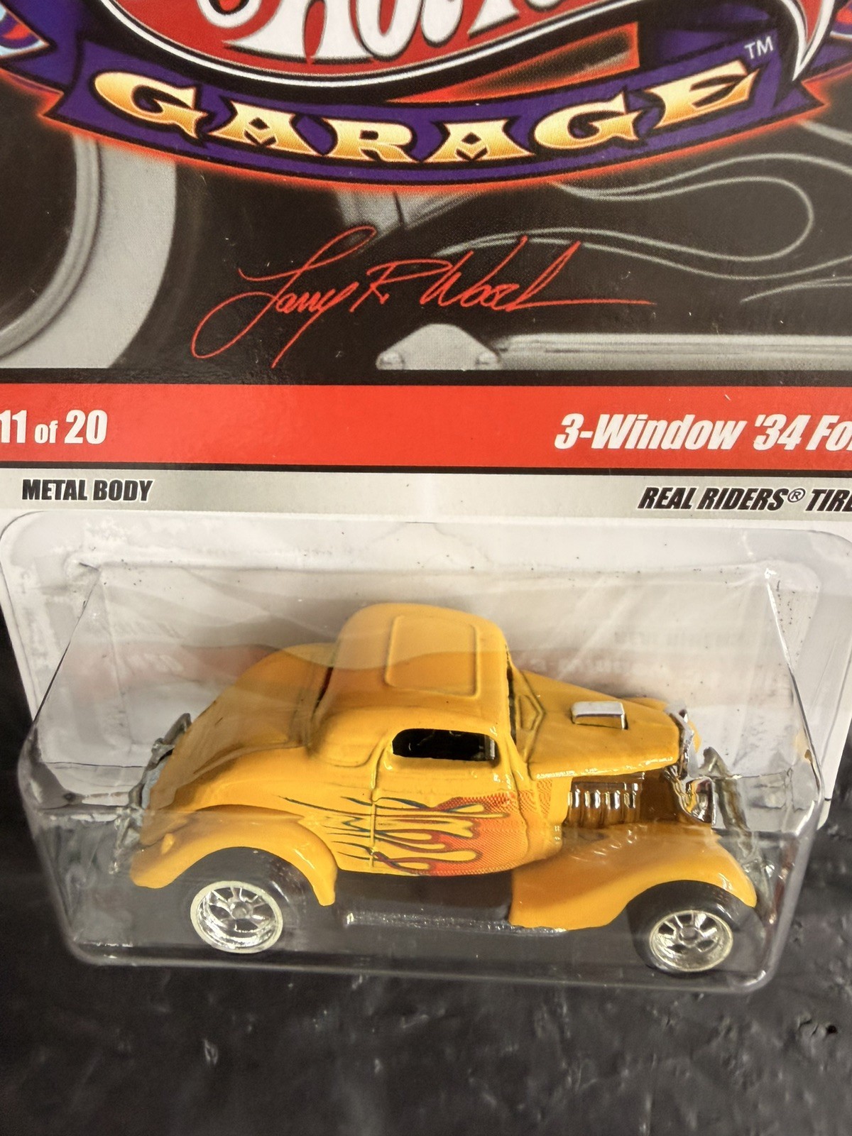Hot Wheels Larry’s Garage #11/20 3-Window ’34 Ford Yellow W/RR’s