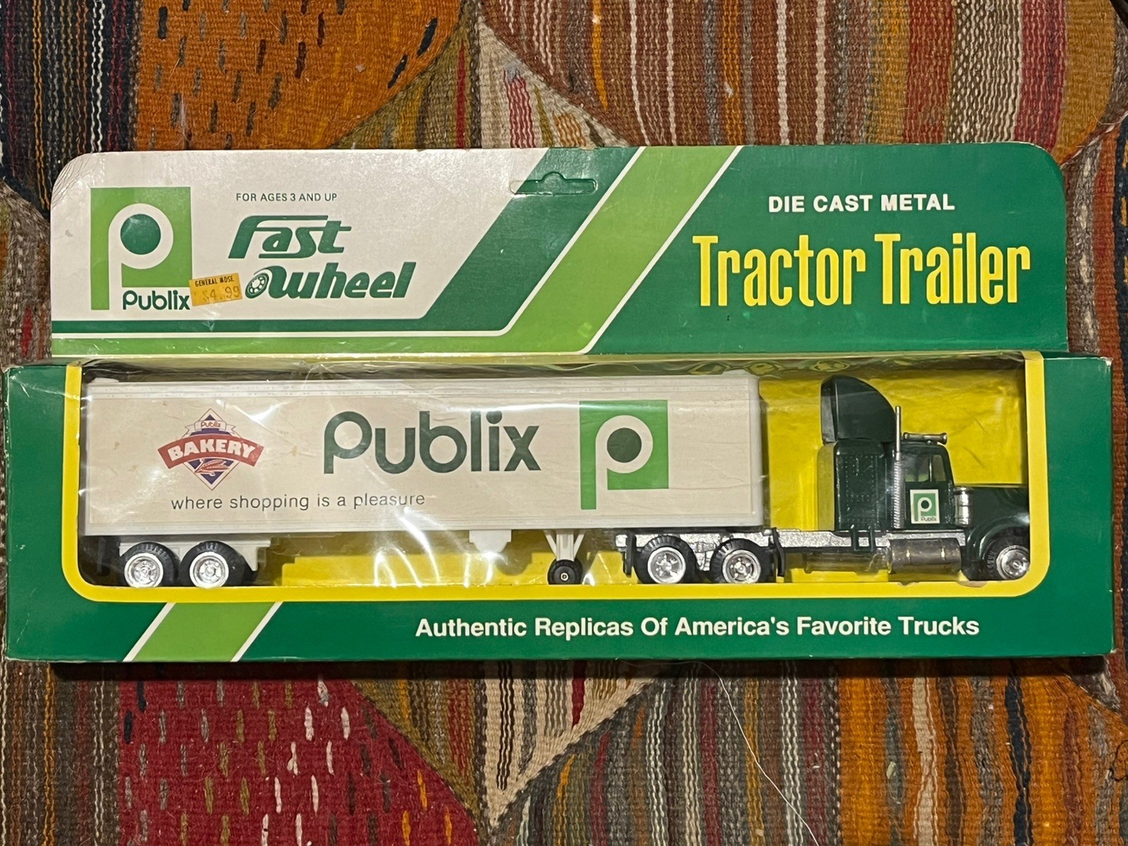 Vintage FAST WHEEL Kenworth Tractor wPUBLIX BAKERY Trailer Original Box 1979