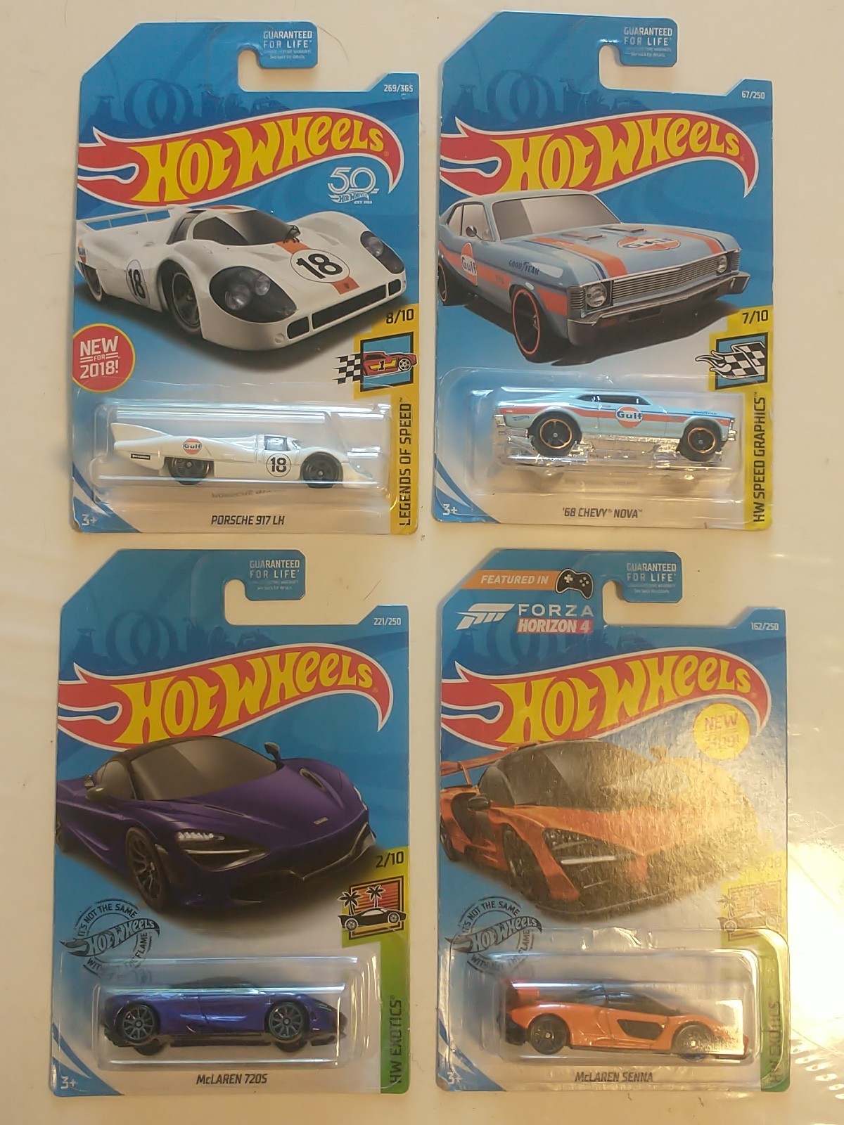 4 Hw HOT WHEELS HW Legends GULF WHITE PORSCHE 917 LH Nova Forza McLaren