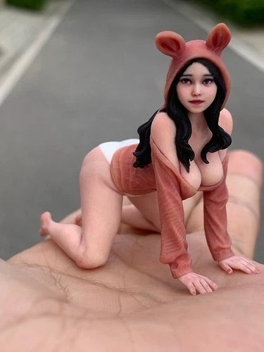 US Miniature Figure Scene Prop 1/18 Bear Sister Cute Beauty Sculpt Resin Diorama