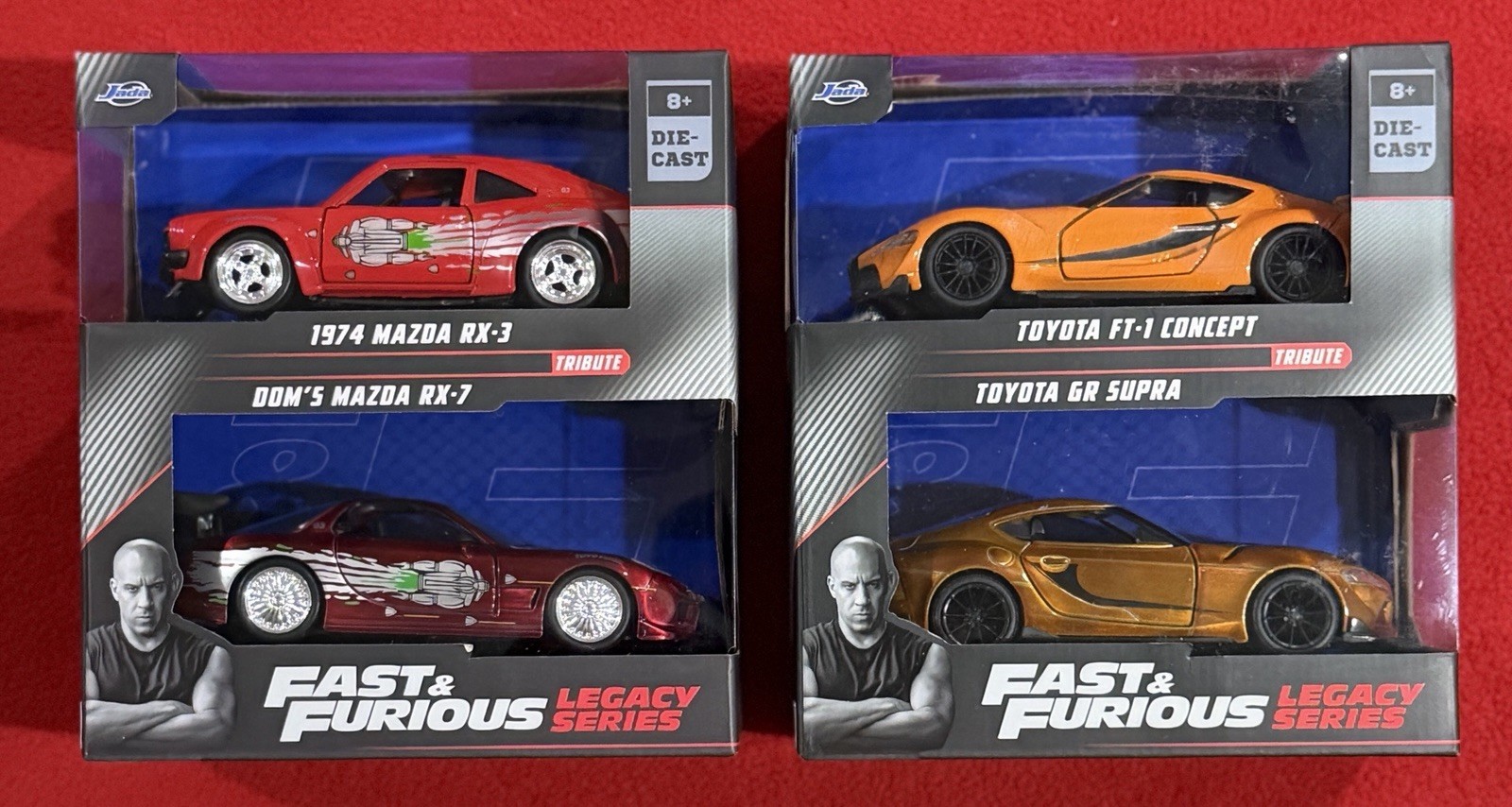 Jada Fast & Furious (Lot of 2) Mazda RX-3, RX-7 +Totoya Gr Supra, FT-1 Concept