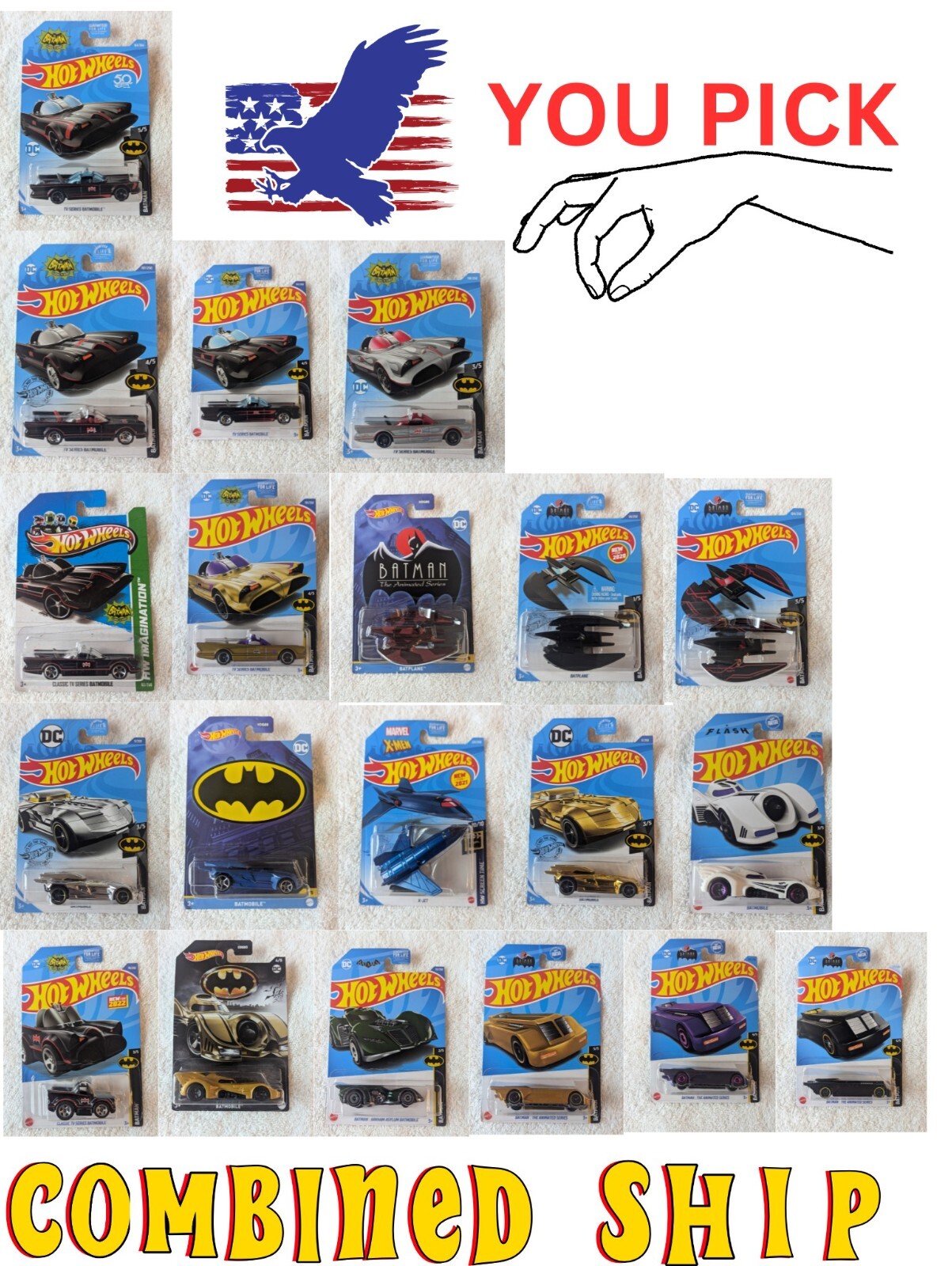 Hot Wheels Batman 🏁 You Pick, Batmobile, Batplane, Factory Sealed Combined Ship