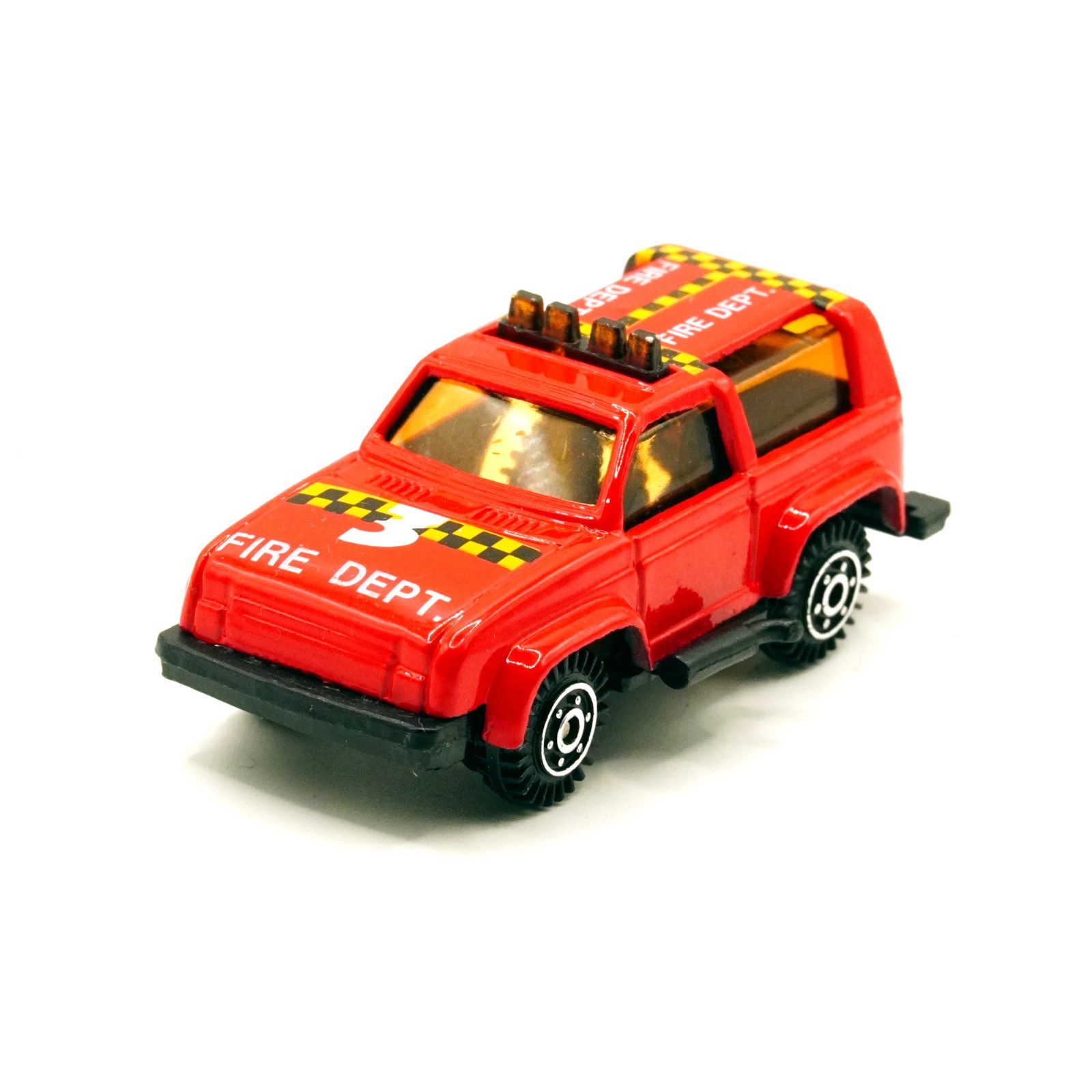 Fire Department Response Vehicle SUV Red Diecast Toy Truck Checkered Used