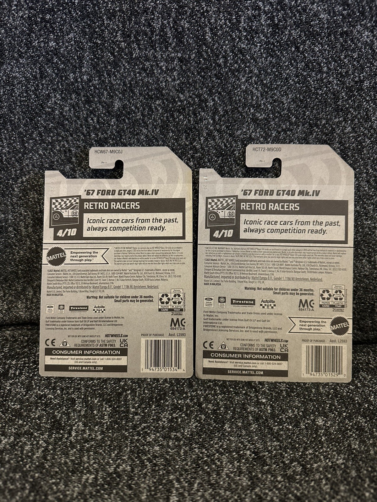 Hot Wheels 67 Ford Gt40 Mk IV Gulf White And Light Blue (lot Of 2)