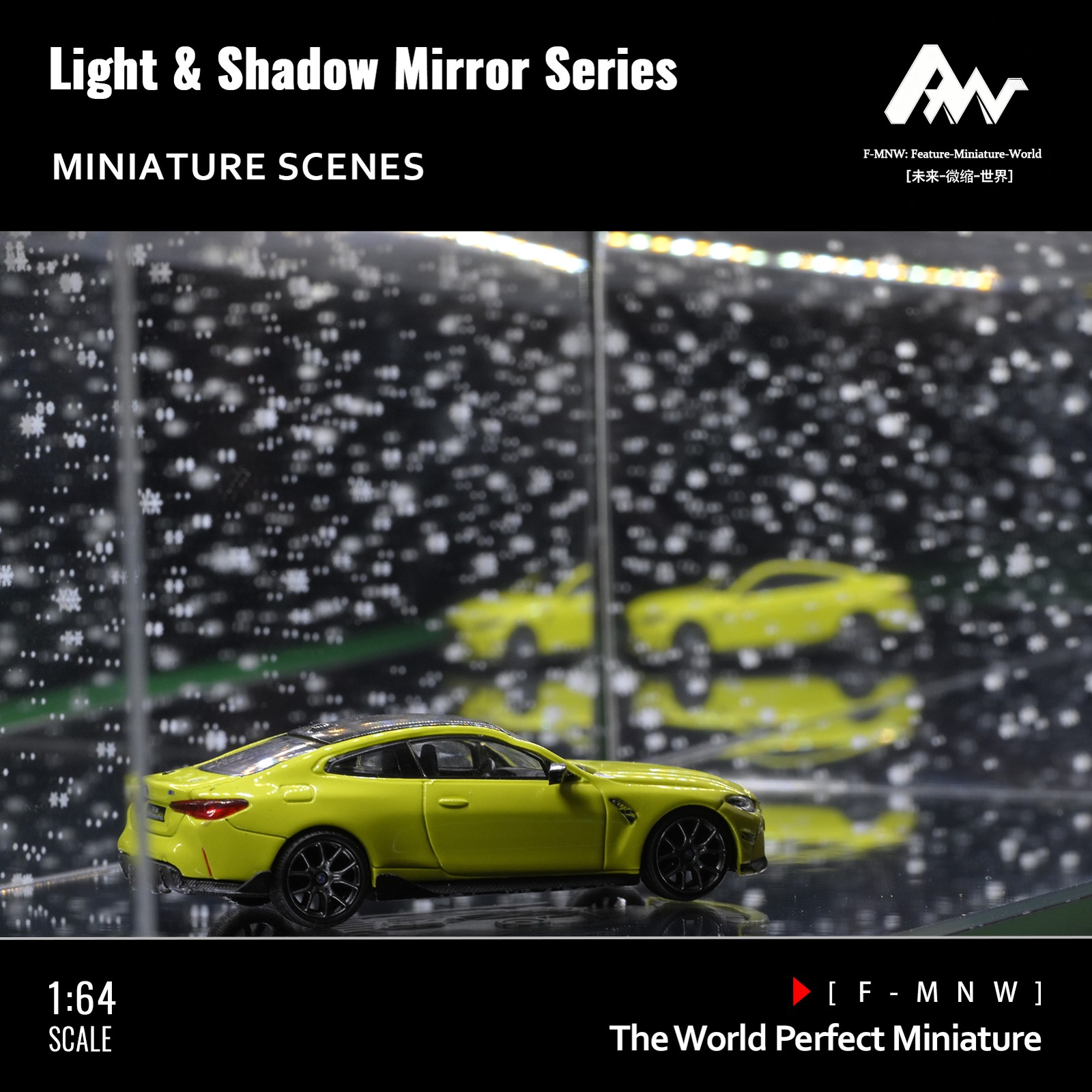 1/64 Diorama Mirror Garage Model 3-Color LED Parking Lot Display Case Building