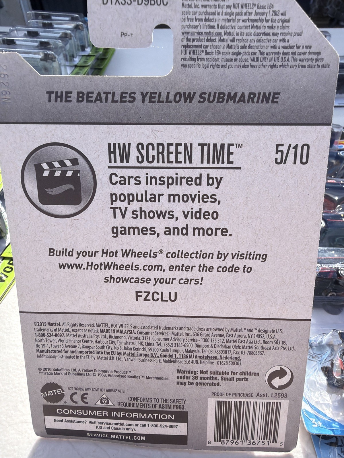 2016 Hot Wheels Screen Time The Beatles Yellow Submarine