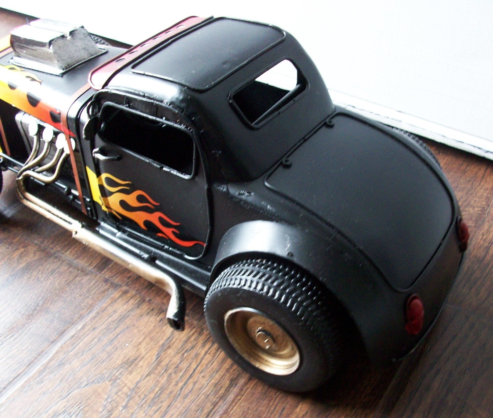 Vintage Style Monster Hot Rat Rod Toy Race Car Model Rustic Tin Metal Flames 12″