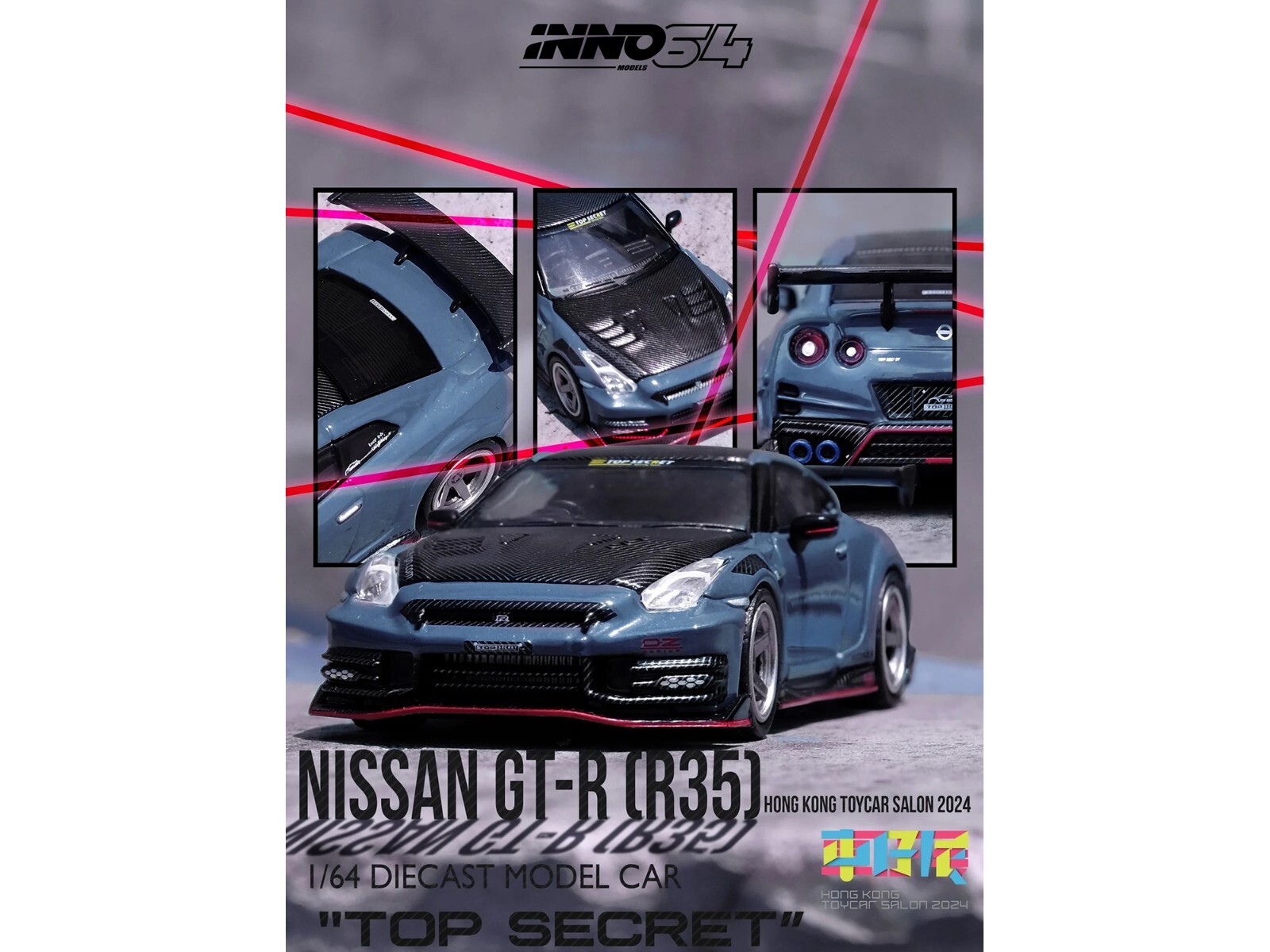2024 NISSAN GT-R R35 NISMO TOP SECRET GRAY 1/64 BY INNO MODELS IN64-R35TS-HKTS24