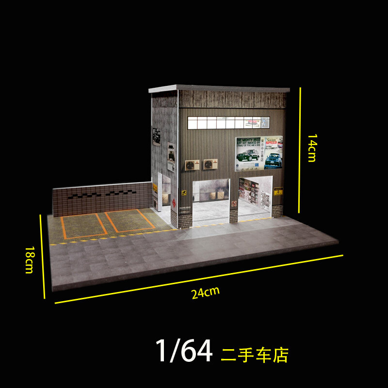 Diorama 1/64 Die-Cast Car Garage Model LED Car Display Collection Scene Gifts US