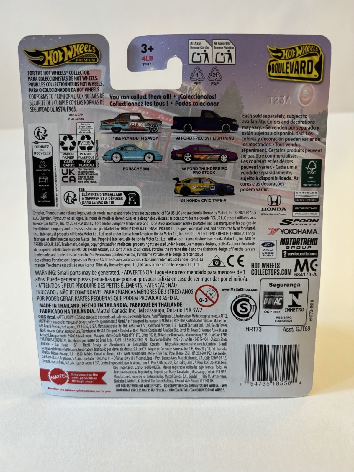 Hot Wheels Boulevard Porsche 964 #103 Blue Diecast Car 1:64 Unopened Box