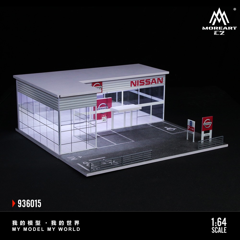 US Diorama 1/64 Diecast Garage Model LED Parking Lot Scene Display Case Building