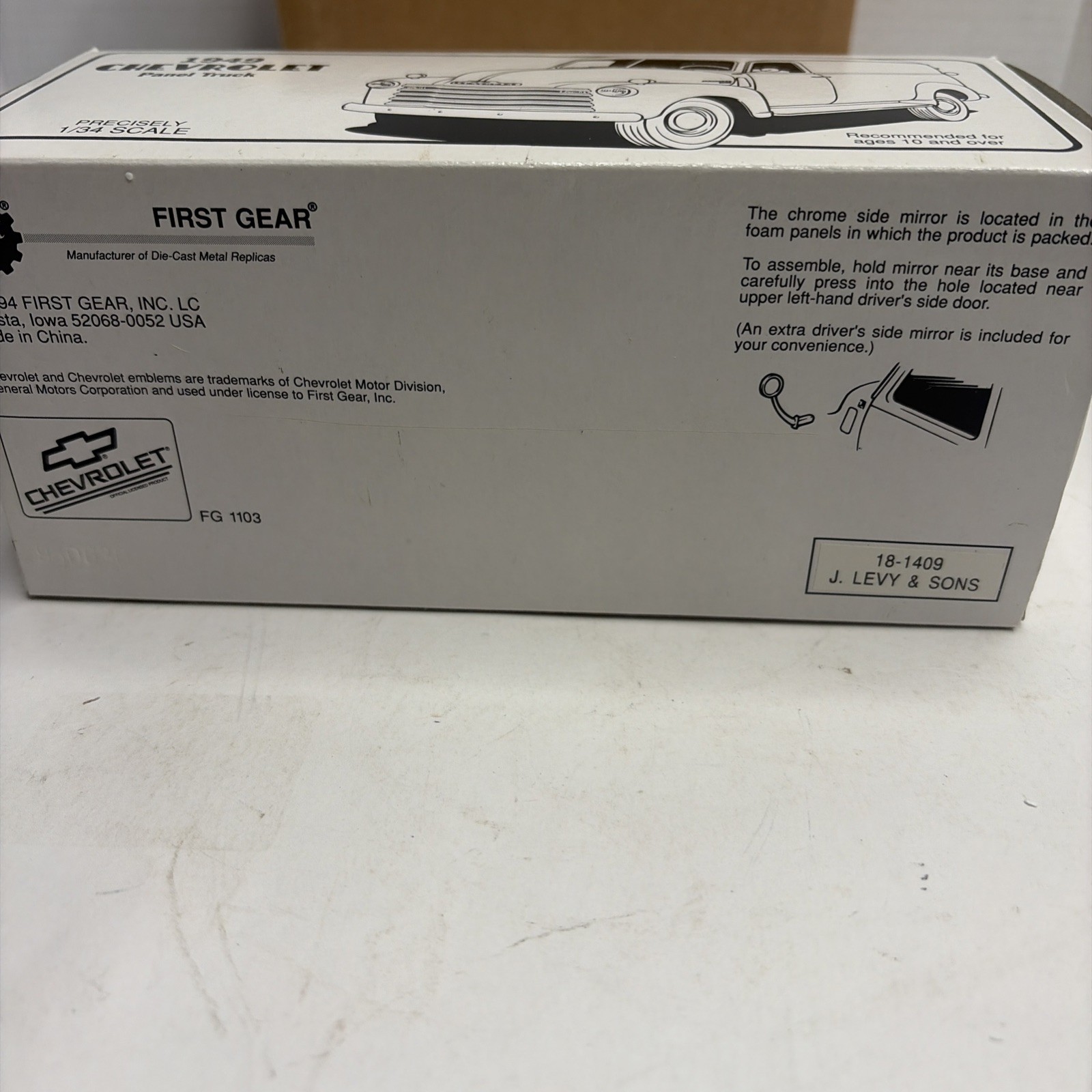 First Gear 1:34 Diecast 1949 Chevrolet Panel Truck #18-1409 J. Levy & Sons. NIB