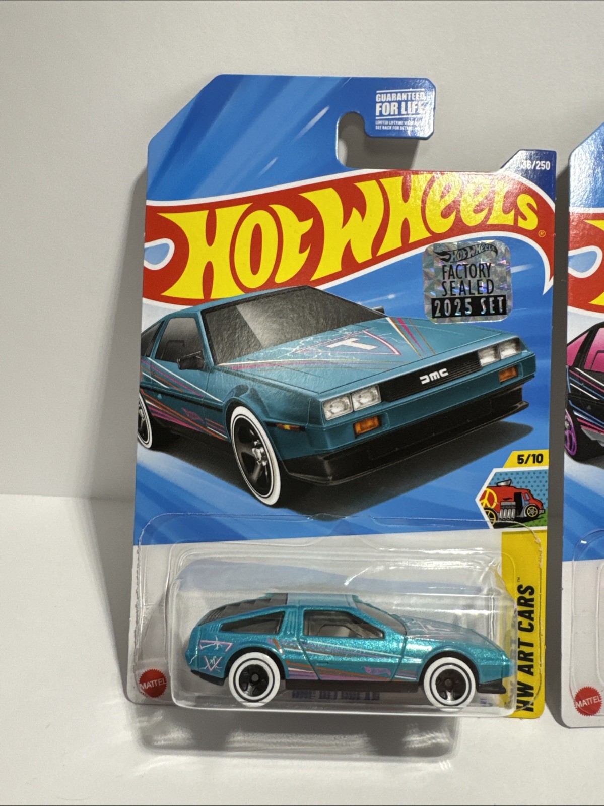2 New Hot Wheels DMC Delorean Blue And Black Art Cars #36 FACTORY SEALED!!