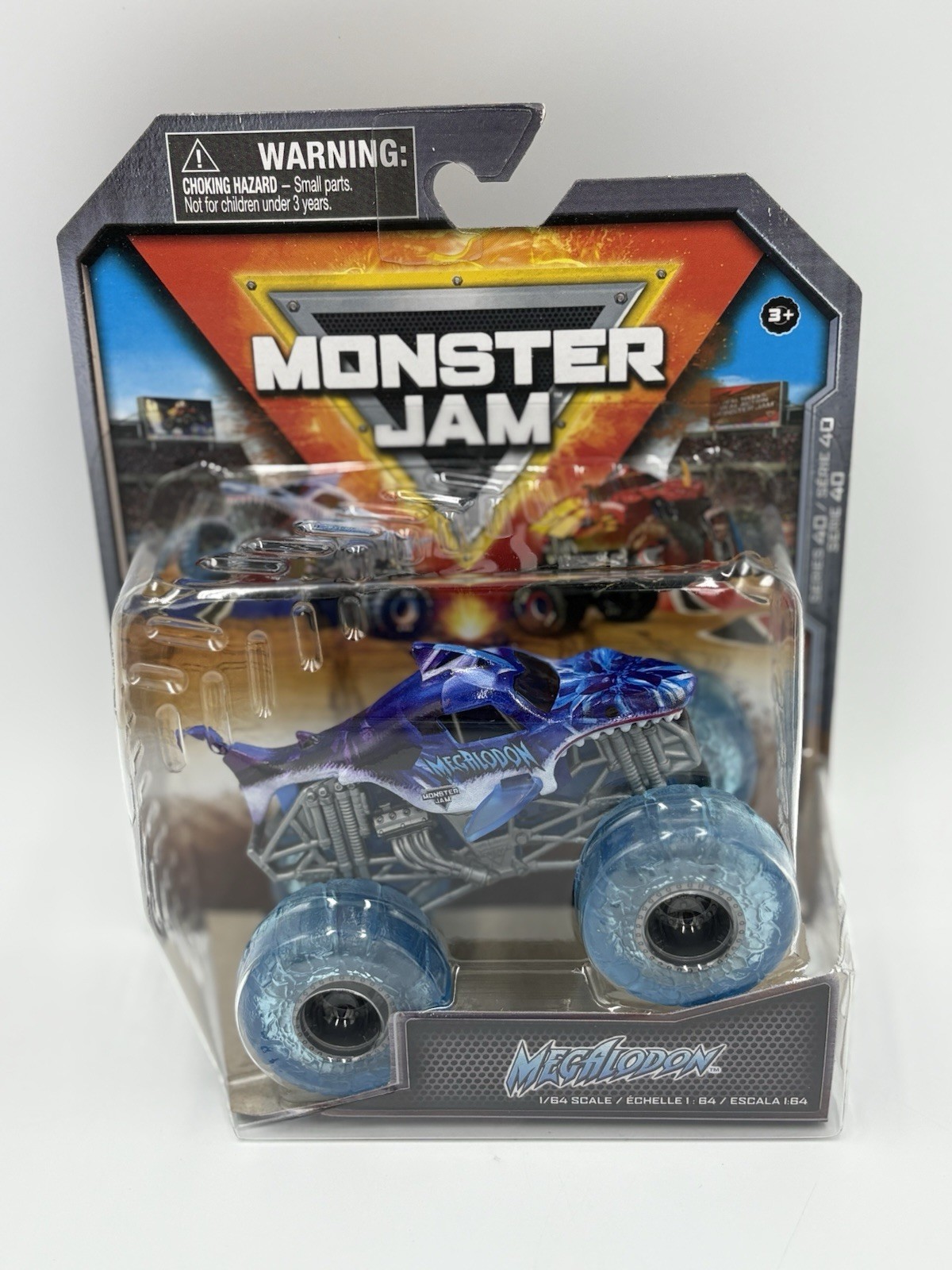 New Design Monster Jam Megalodon with clear blue tires 1:64 Scale