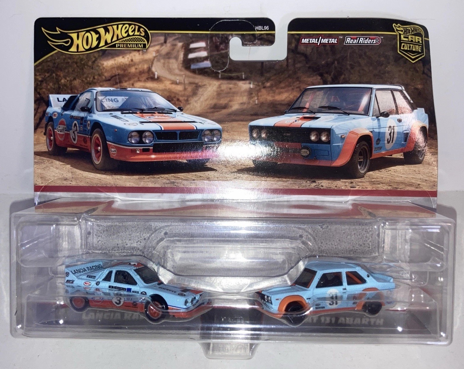 NEW 2025 Hot Wheels Premium 2 pk Real Riders Gulf Oil Lancia Fiat SAME DAY SHIP