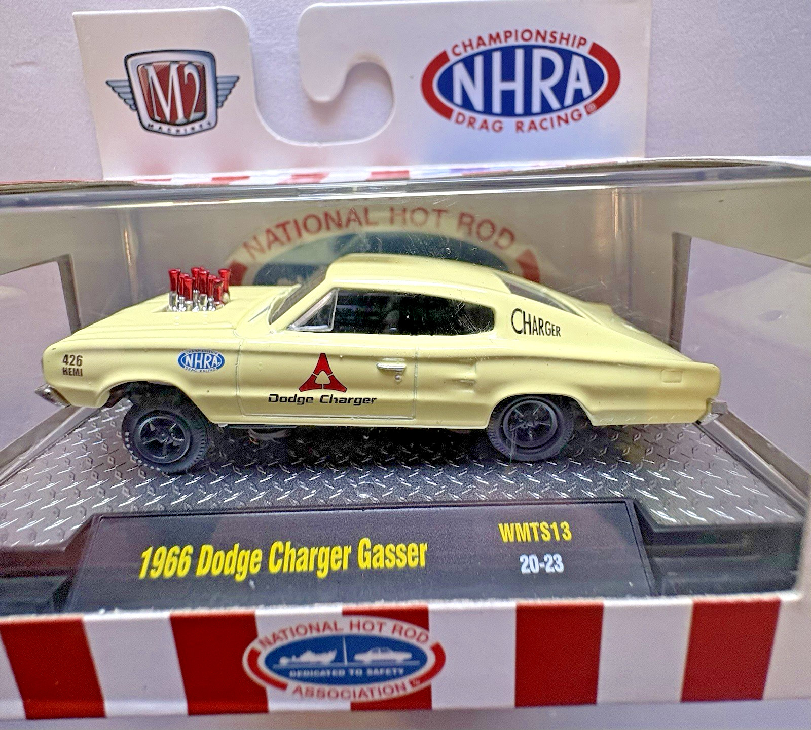 1/64 M2 Machines NHRA 1966 Dodge Charger Gasser WMTS13 20-23 Yellow Diecast.