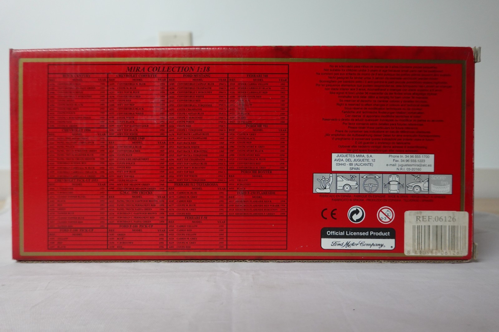 Mira 6126 1964 1/2 Red Ford Mustang Hardtop Golden Line 1:18