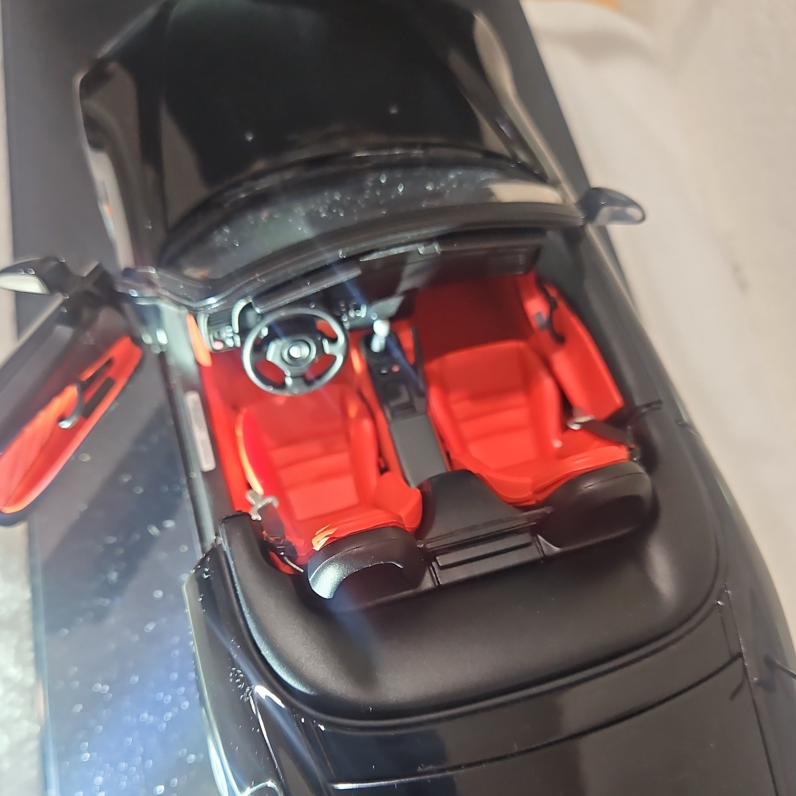 AUTOart Honda S2000 Convertible Diecast Model Car Black/Red Opening Hood & Doors