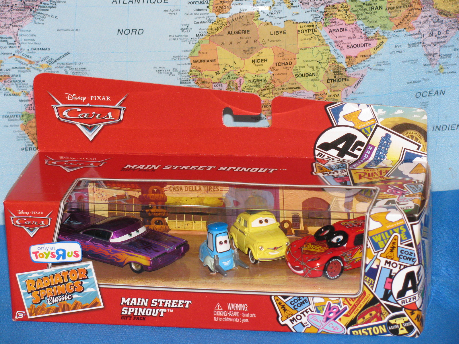 DISNEY PIXAR CARS MAIN STREET SPINOUT LUIGI GUIDO RAMONE SPINOT McQUEEN 4 PACK