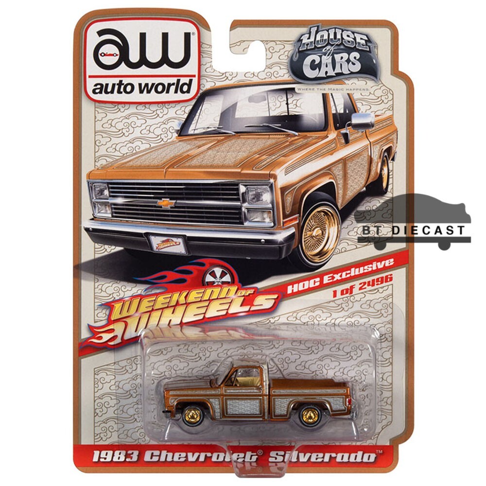 AUTOWORLD WEEKEND of WHEELS LOW RIDER 1983 CHEVROLET SILVERADO 1/64 GOLD CP7959