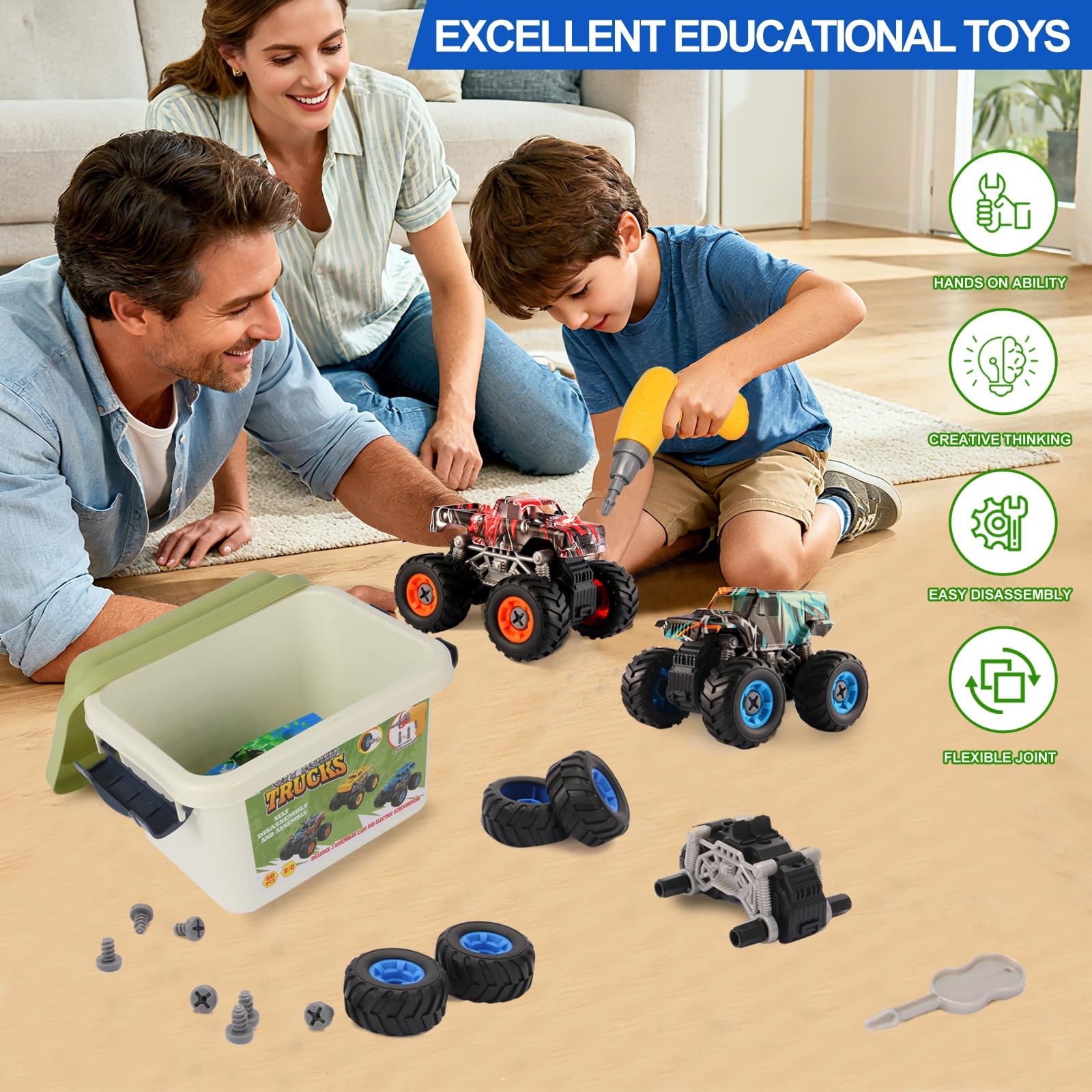 Take Apart Monster Truck Toys for 3 4 5 6 7 8 Year Old Boys, STEM Educational…