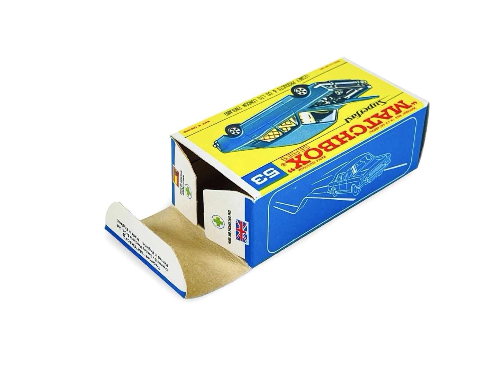 Matchbox Lesney Superfast MB53 Green Ford Zodiac w/Original MB F2 Script Box