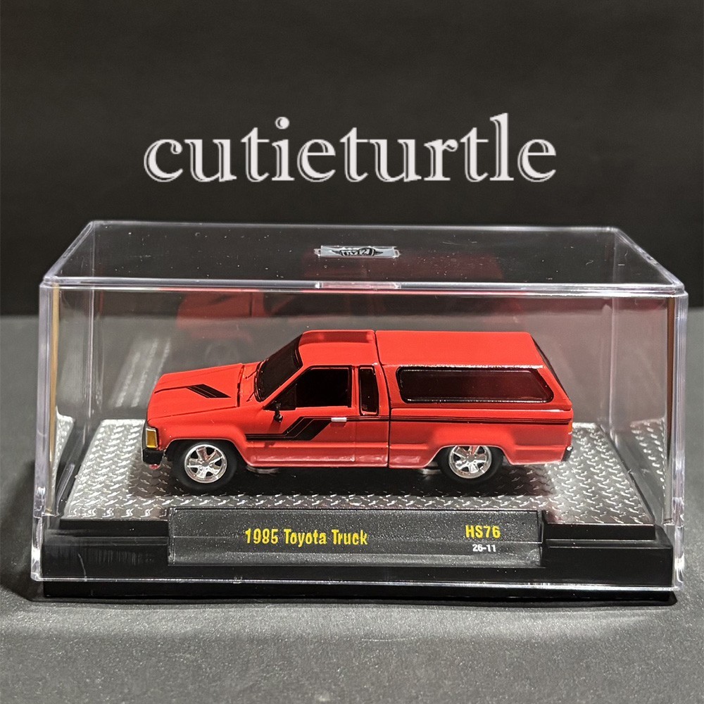 No Box 1:64 1985 Toyota SR5 Pick Up Truck with Camper Shell & Show Case Red