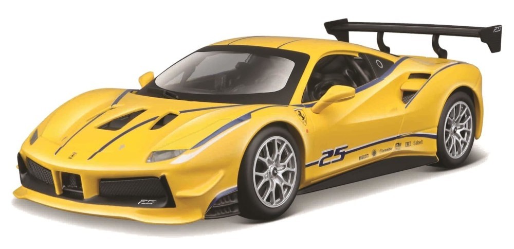 2016 Ferrari 488 challenge #25 1/24 Scale Diecast Model Bburago – YELLOW w/ BOX