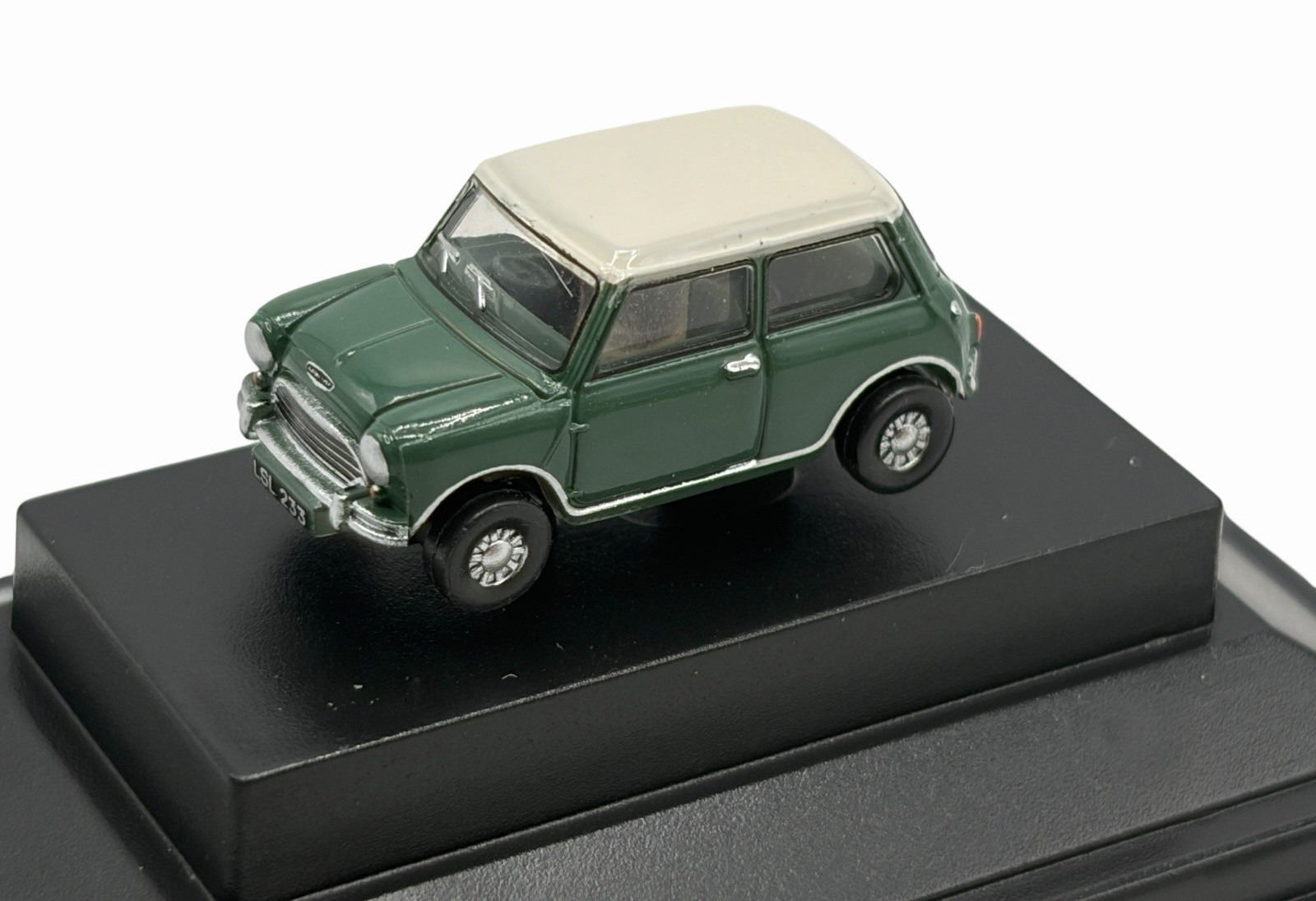 Austin Mini Cooper Almond Green with White Roof Diecast car 1:120 Scale Oxford