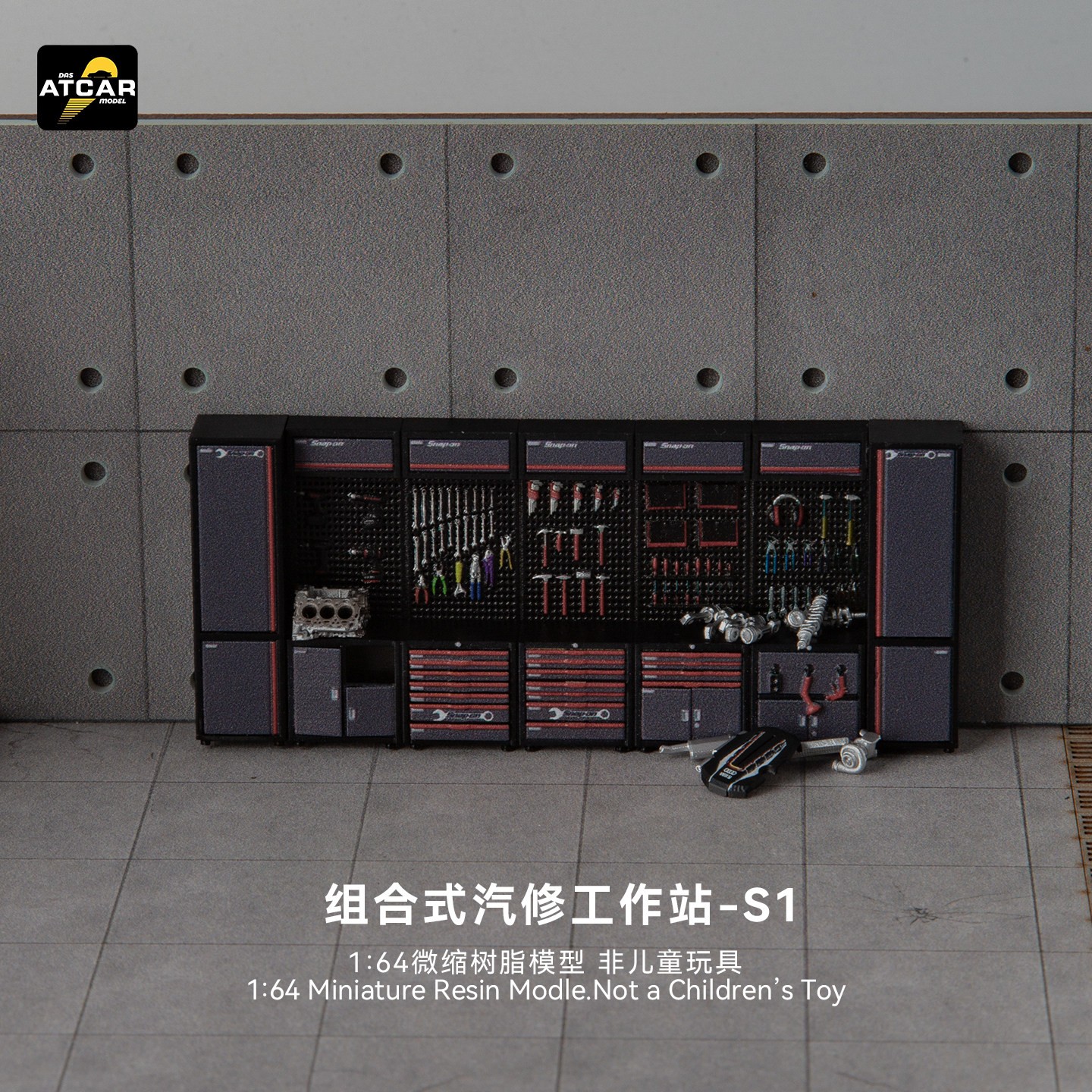 1:64 Scale Auto Repair Workshop Mini Garage Scene Figure Model Creative Ornament