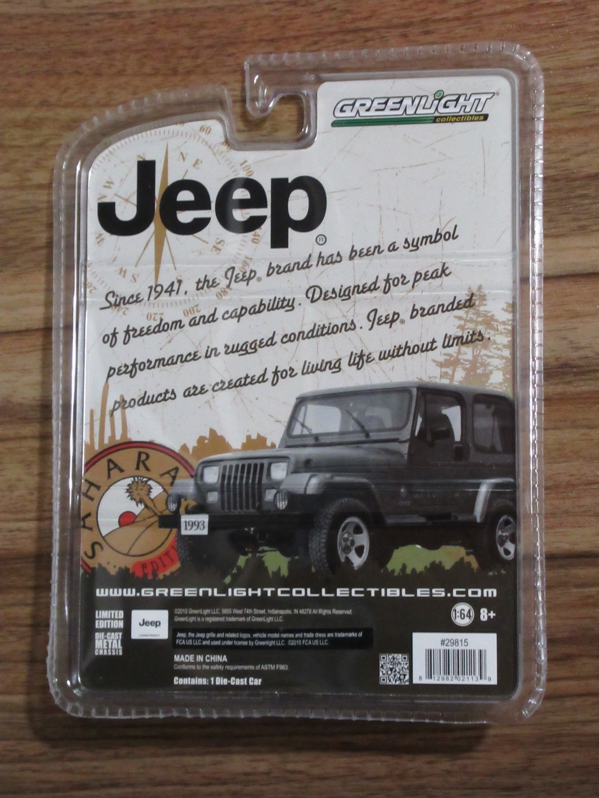 GREENLIGHT 1/64 1993 JEEP WRANGLER SAHARA * HOBBY EXCLUSIVE * #29815