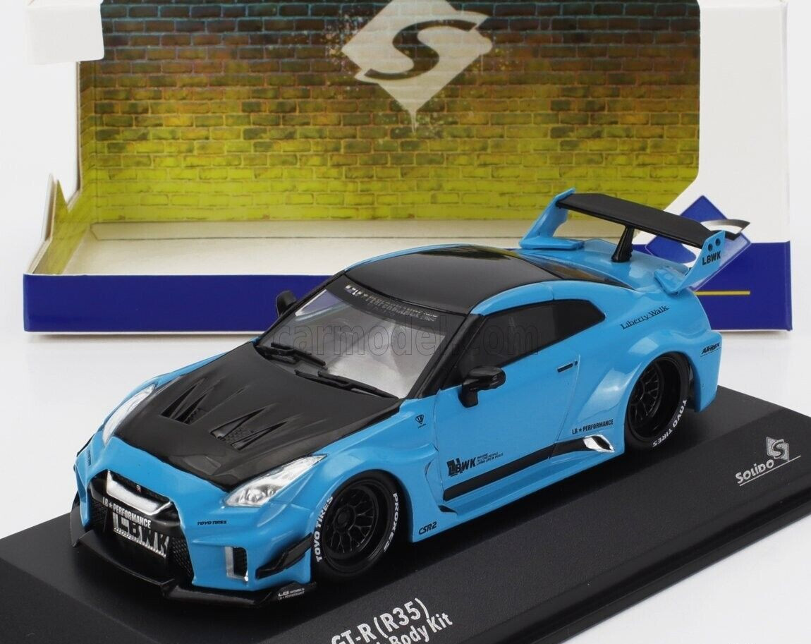 Solido 1/43 Nissan GT-R R35 LBWK Liberty Walk LB Works Body Kit Blue Drift Tuner