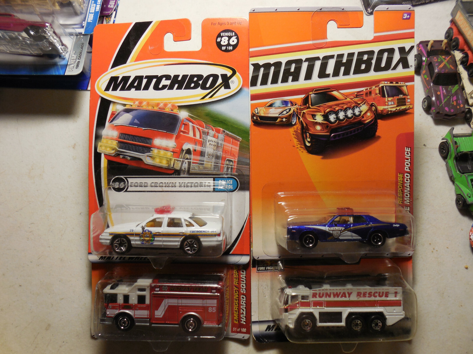 Matchbox Police FIRE LOT 4 DODGE MONACO Crown Victoria NAZMAT RUNWAY RESCUE PD