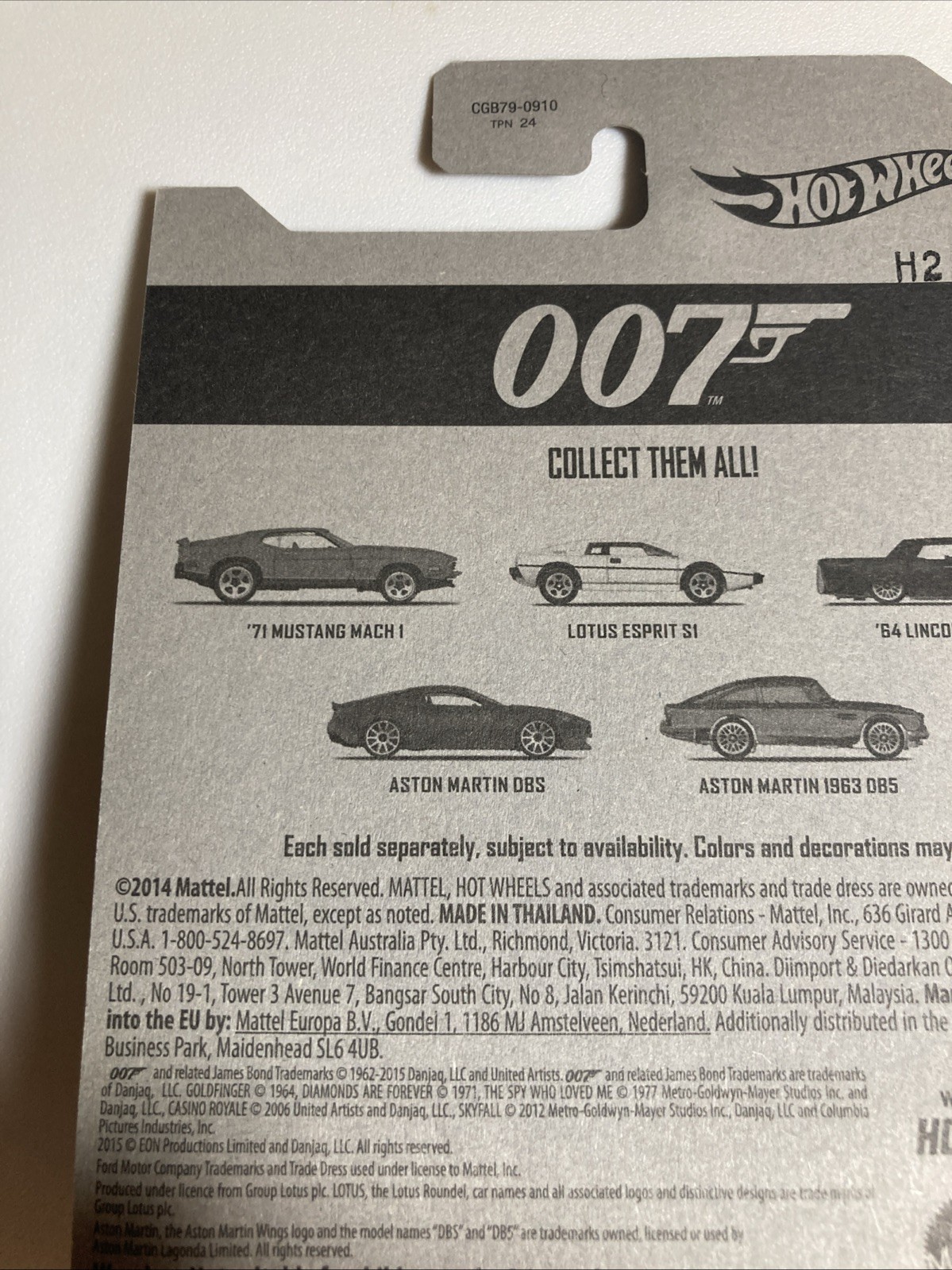 HOT WHEELS 2015 JAMES BOND 007 SERIES ASTON MARTIN 1963 DB5 SKYFALL MOVIE