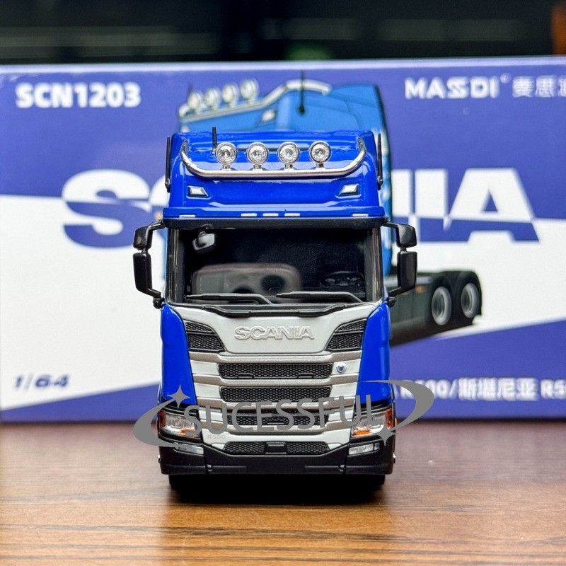 Blue Scania R500 Tractor Truck Masdi 1:64 Diecast Heavy Truck Hobby Model