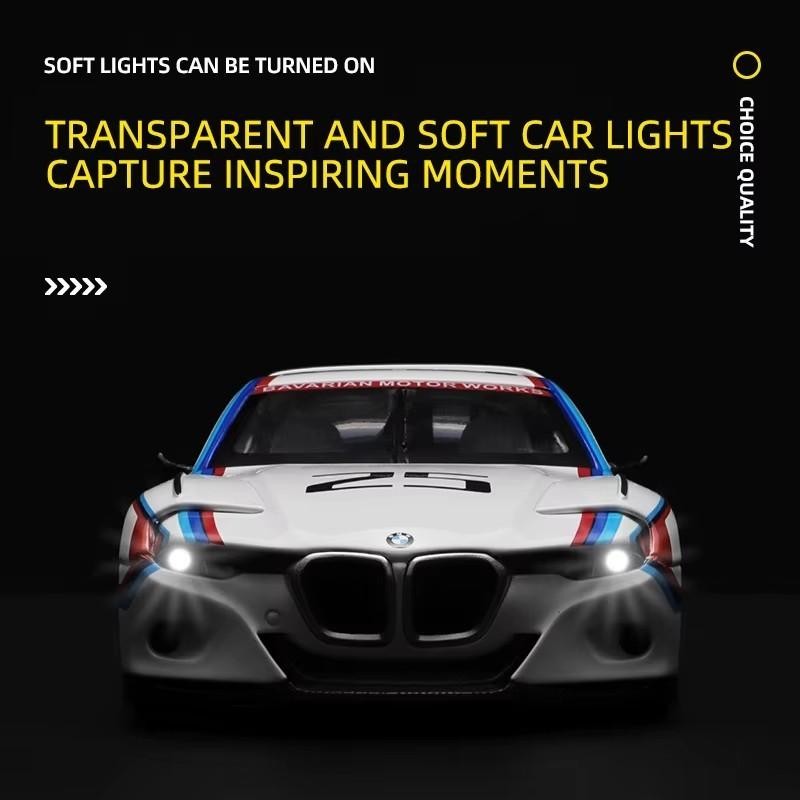 1:24 BMW 3.0 CSL Racing Car Alloy Model Diecast with Sound Light Kids Gift NEW