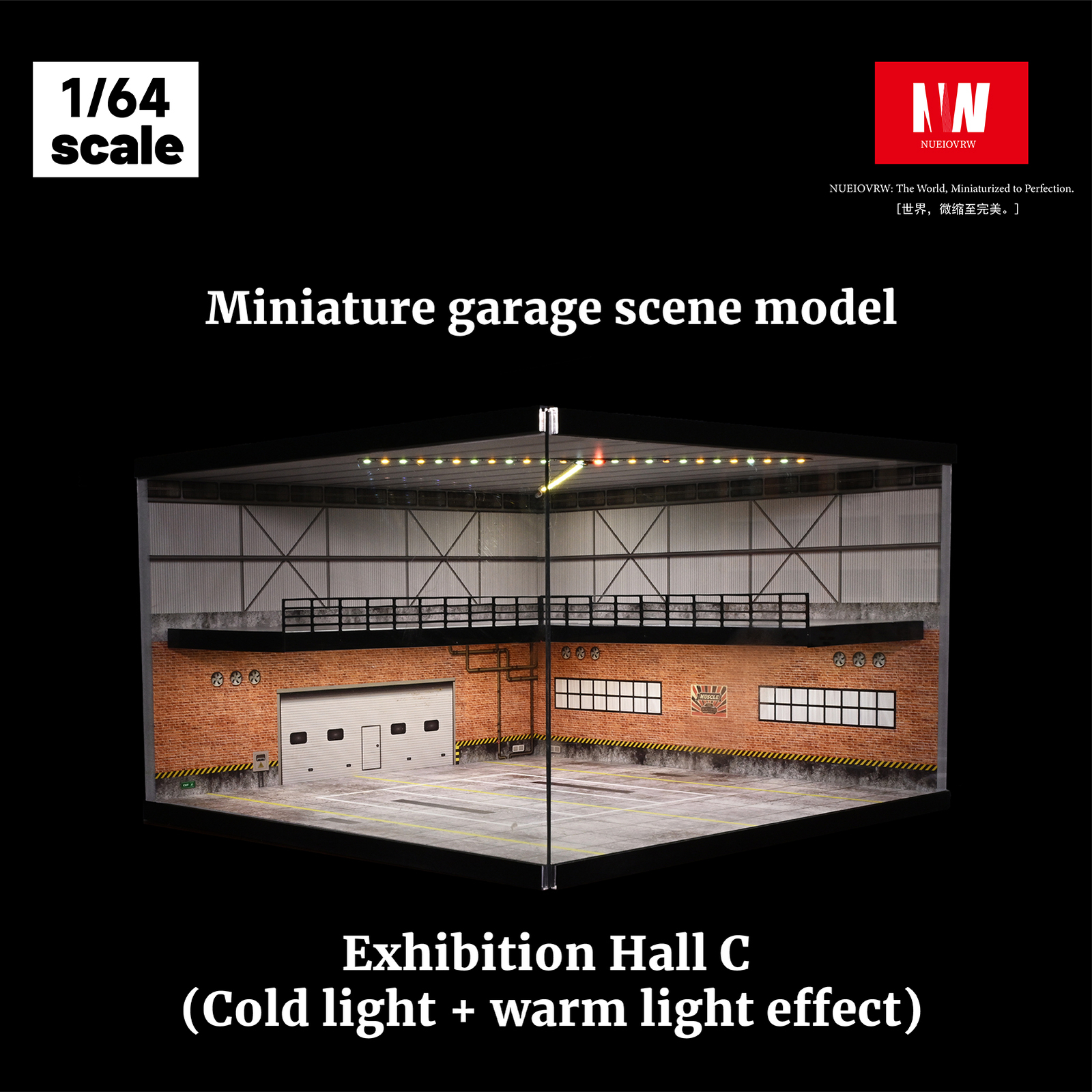 1/64 Diorama Car Garage Model LED Lighting Car Showroom Scene Display Model Gift
