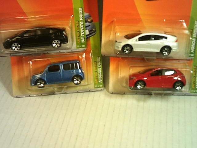 MATCHBOX NISSAN CUBE,TOYOTA PRIUS,HONDA INSIGHT,MAZDA 2= 4-CAR LOT, NEW, MIP
