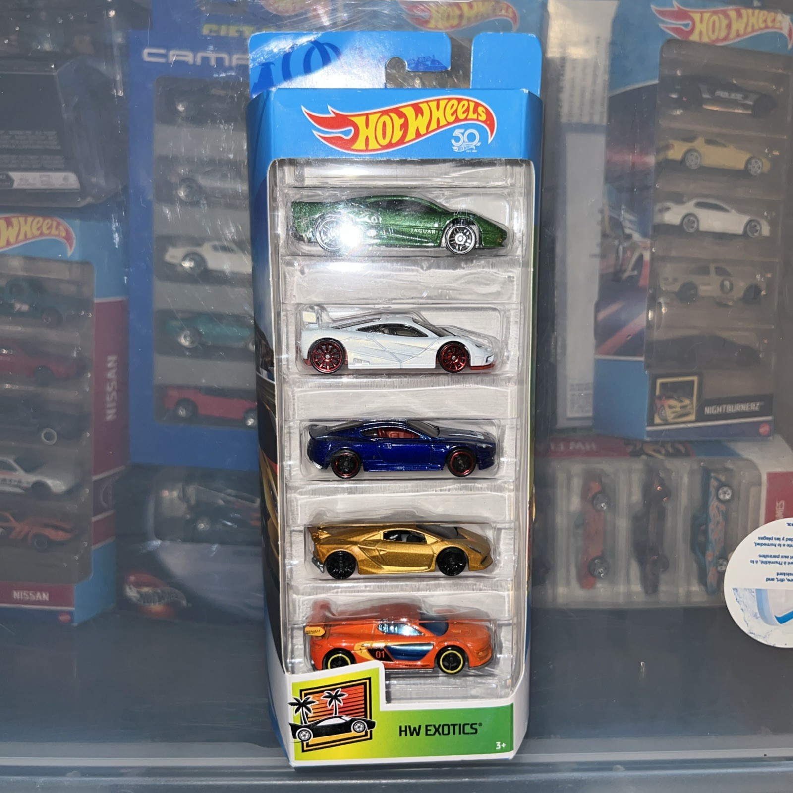 Hot Wheels HW Exotics 1:64 Diecast 5-Pack Jaguar McLaren Aston Lamborghini