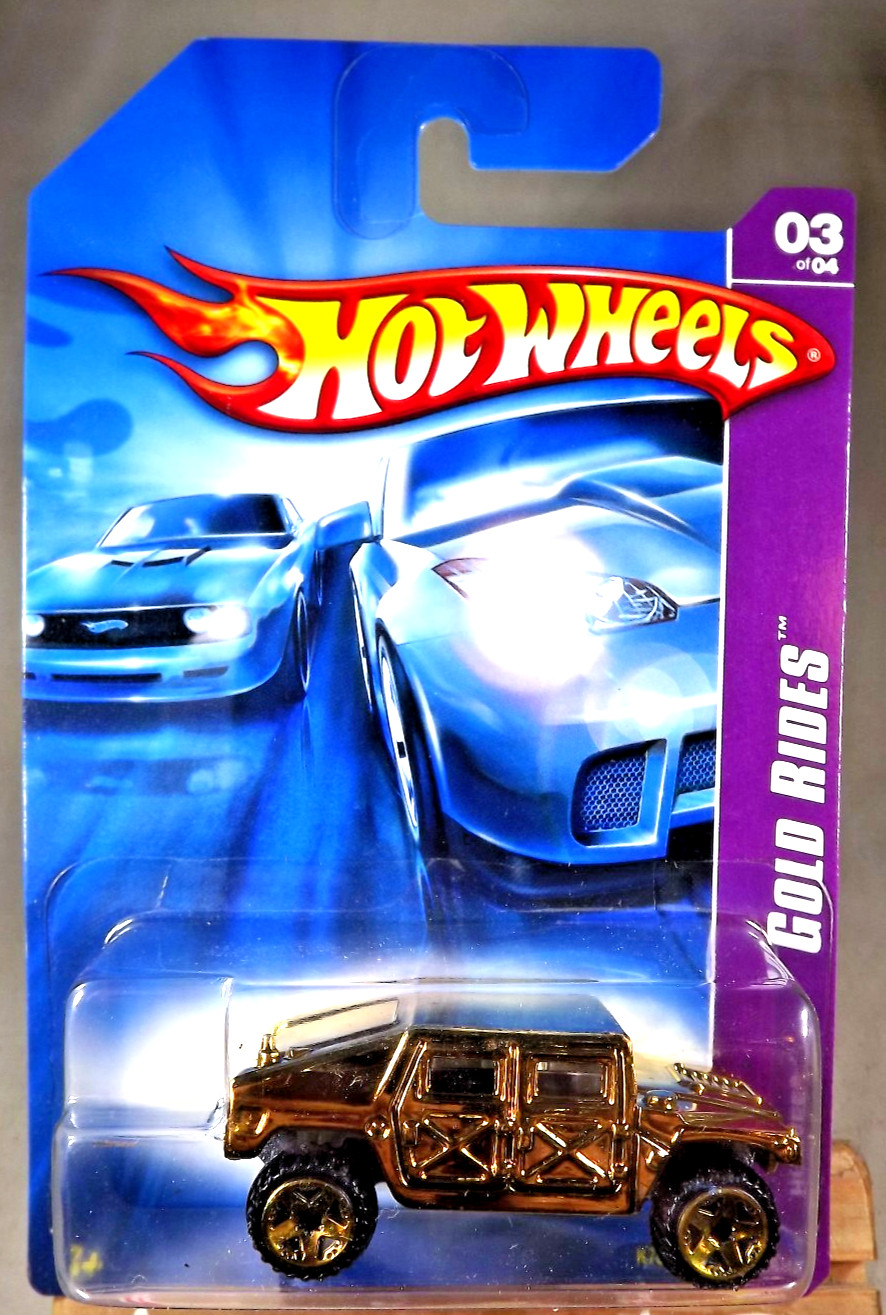 2007 Hot Wheels #55 Gold Rides 3/4 HUMVEE Gold w/Gold ORUT5 Spoke Wheels