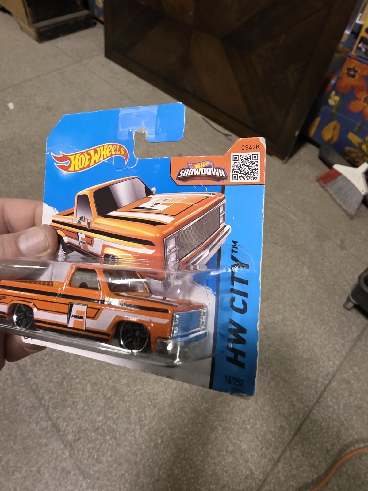 2015 Hot Wheels SHORT CARD ‘83 Chevy Silverado – Orange FRAM Rare Sealed