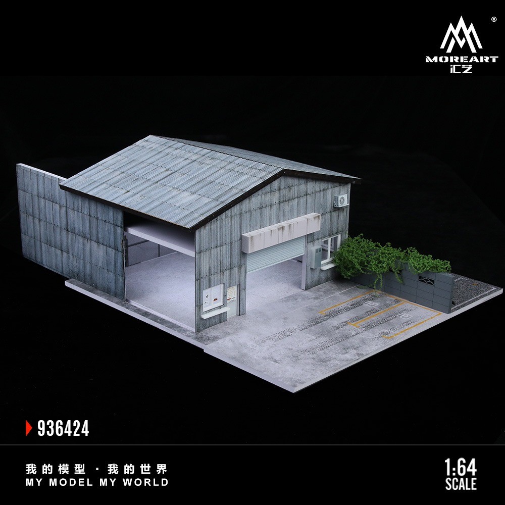 1 /64 Diorama Diecast Garage Model LED Lighting Model Car Display Case Building