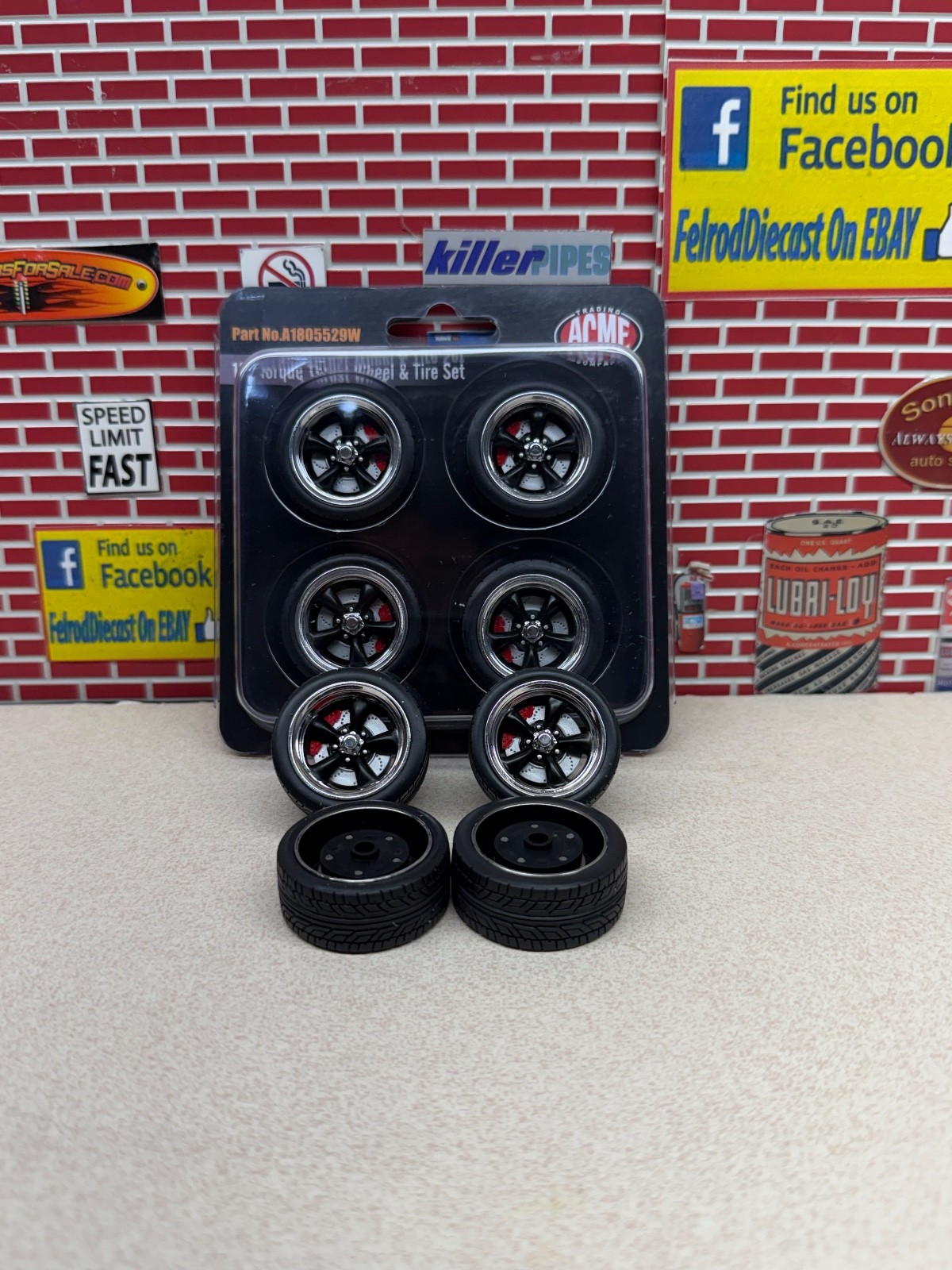 1/18 ACME Torque Thrust Wheel & Tire Set From Red Eye Chevelle A1805529W NEW