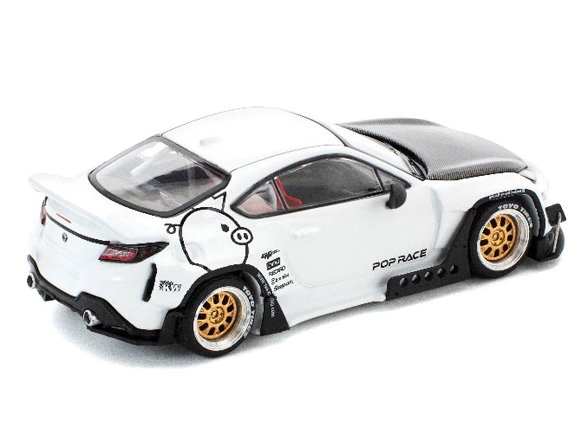 Toyota Pandem GR86 White with Carbon Hood “Enigma Exclusive Edition” 1/64 Diecas